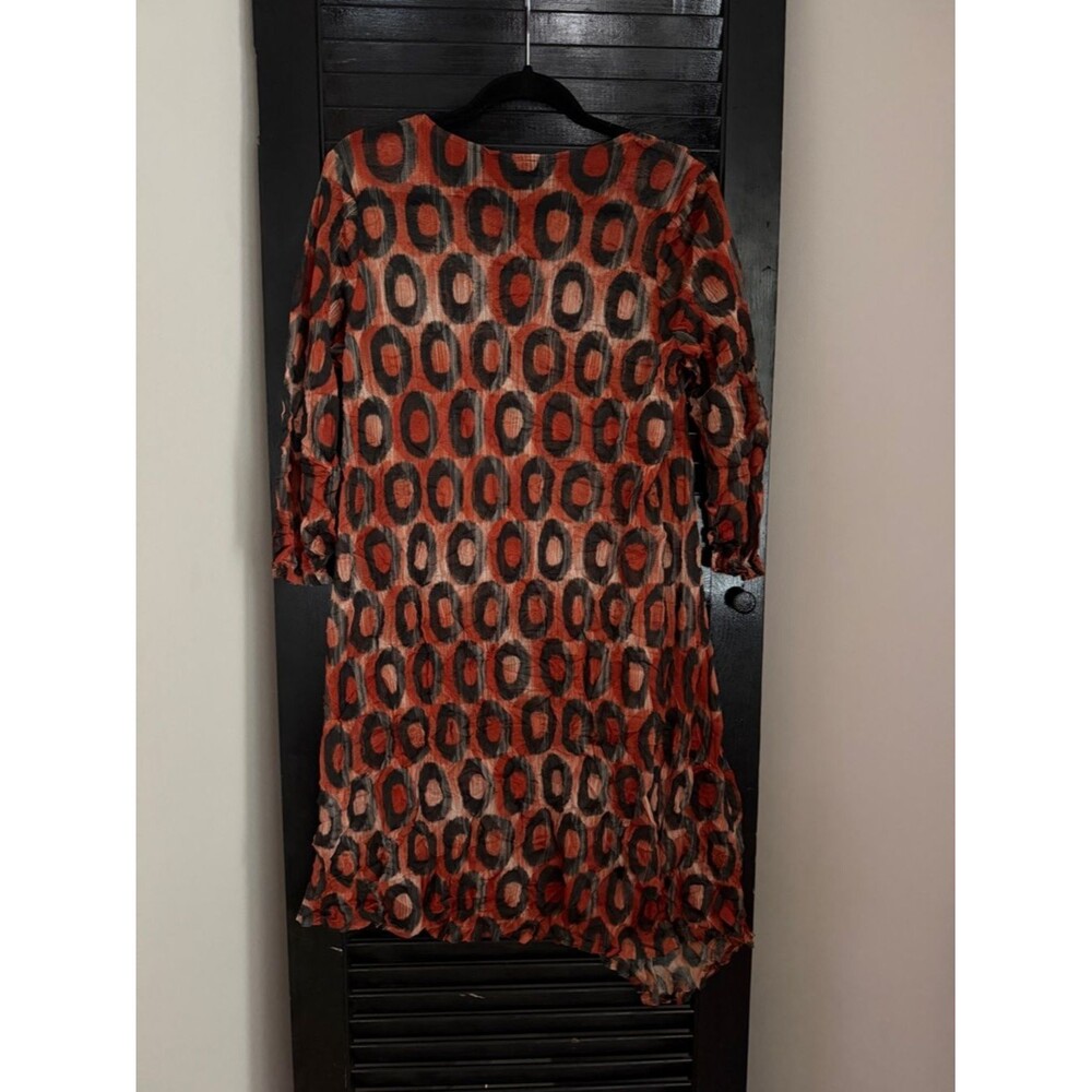 Lisa Bayne Crinkle Dress Size L Asymmetrical - Picture 2 of 8